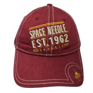 Space Needle Est. 1962 Seattle Strapback Hat Red One Size Camp David